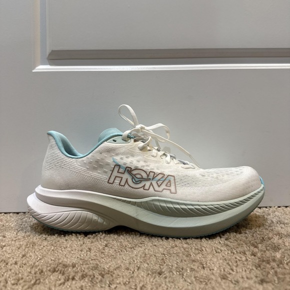 Hoka Shoes - Hoka Mach 6 Running Shoes Womens Size 9.5B White Cushioned Sneakers Athletic